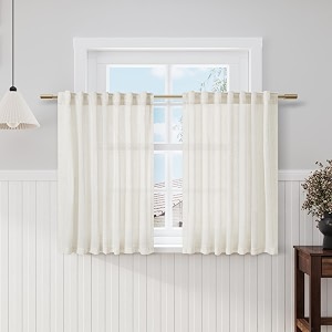 Cream Natural Linen Curtains 47 Inch Length