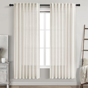 Nanspring Cream Semi Sheer Linen Curtains 76