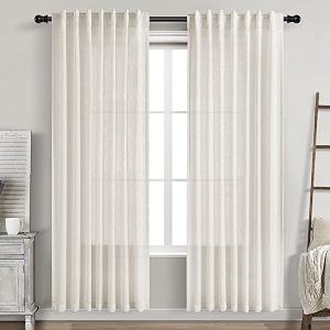 Nanspring Cream Semi Sheer Linen Curtains 79