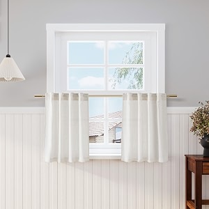 Nanspring Cream Small Linen Textured Curtains 24