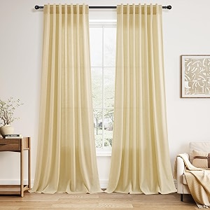 Nanspring Linen Curtains 90 Inch Long for