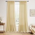 Nanspring Linen Curtains 90 Inch Long for