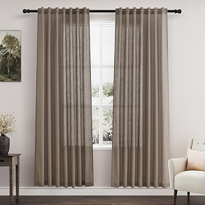 Nanspring Linen Curtains 80 Inch Long for