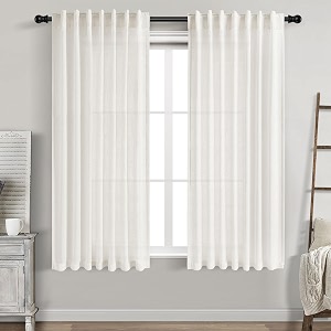 Beige White Curtains 63 Inches Long 2