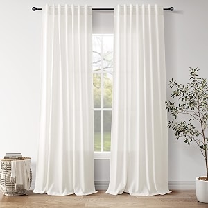Nanspring Extra Long Linen Curtains 120 In