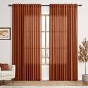 Nanspring Extra Wide Terracotta Linen Curtains W100xL84