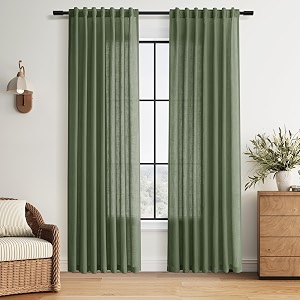 Nanspring Linen Curtains 84 Inch Long for