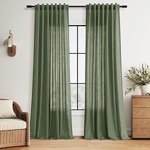 Nanspring Forest Green Linen Curtains for Living