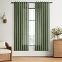 Nanspring Forest Green Linen Curtains for Living