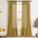 Nanspring Gold Linen Curtains 102 Inches Long