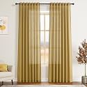 Nanspring Gold Linen Curtains 84 Inch Length