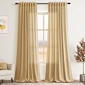 Nanspring Gold Yellow Linen Curtains 96 Inches