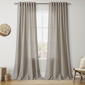 Nanspring Grey Beige Curtains 90 Inches Long