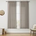 Nanspring Grey Beige Linen Curtains 63 Inch