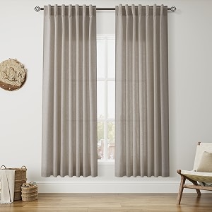 Nanspring Grey Beige Linen Curtains for Living