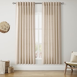 Nanspring Grey Flax Linen Curtains 72 Inches