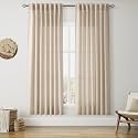 Nanspring Grey Flax Linen Curtains 72 Inches