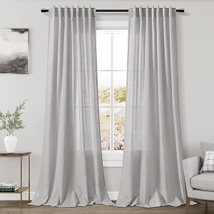 Nanspring Grey Linen Back Tab Curtains 84