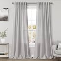 Nanspring Grey Linen Back Tab Curtains 84