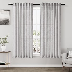 Grey Linen Curtains 63 Inch Long for