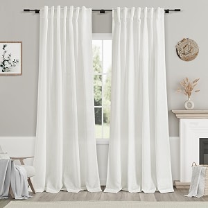 Nanspring Ivory Linen Blend Light Filtering Curtains
