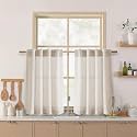 Nanspring Kitchen Curtains Linen 36 Inch Length