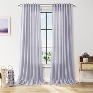 Nanspring Lavender Purple Linen Curtains 96 Inches