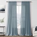 Nanspring Light Blue Linen Curtains 108 Inches