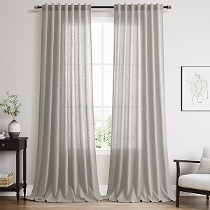 Nanspring Linen Curtains 96 Inch Long for