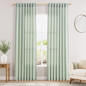 Nanspring Aqua Green Linen Curtains 84 Inch