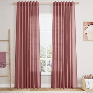 Nanspring Linen Curtains 80 Inch Long for