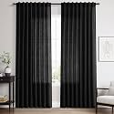 Nanspring Black Linen Curtains W60xL84 Inch Long