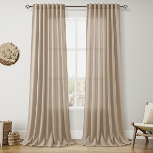Nanspring Linen Curtains 90 Inch Long for