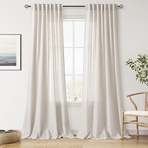 Nanspring Linen Curtains 96 Inch Long for