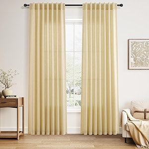 Nanspring Linen Curtains 84 Inch Long for