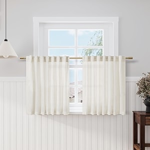 Nanspring Linen Textured Half Curtains for Windows
