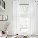 Nanspring Linen White Curtains 2 Panels Set
