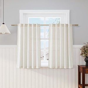 Nanspring Natural Linen Curtains 45 Inch Length