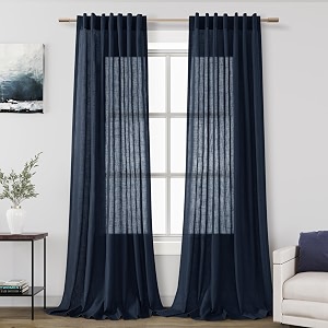 Nanspring Navy Blue Linen Curtains for Living