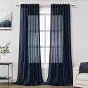 Nanspring Navy Blue Linen Curtains for Living