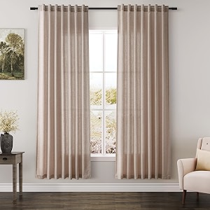 Nanspring Oatmeal Semi Sheer Curtains 72 Inches