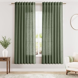 Olive Green Linen Curtains 78 Inch Long