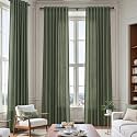 Nanspring Olive Green Linen Curtains for Living