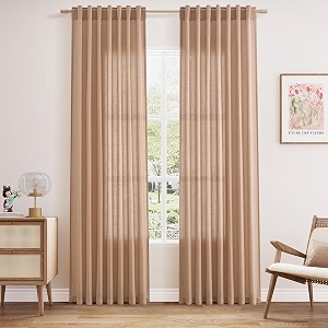 Nanspring Peach Linen Curtains 84 inches Long