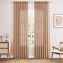 Nanspring Peach Linen Curtains 84 inches Long
