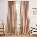 Nanspring Peach Linen Curtains 96 Inches Long