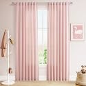 Nanspring Pink Linen Curtains 84 Inch Length
