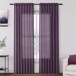 Nanspring Plum Linen Curtains 84 Inch Length