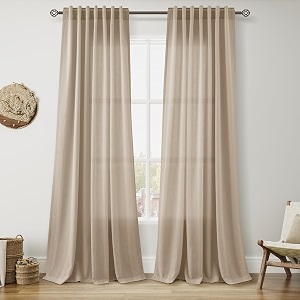 Nanspring Sepia Beige Linen Curtains 84 Inch