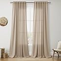 Nanspring Sepia Beige Linen Curtains 84 Inch